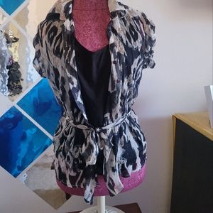 Women's sheer blouse with attached t shirt